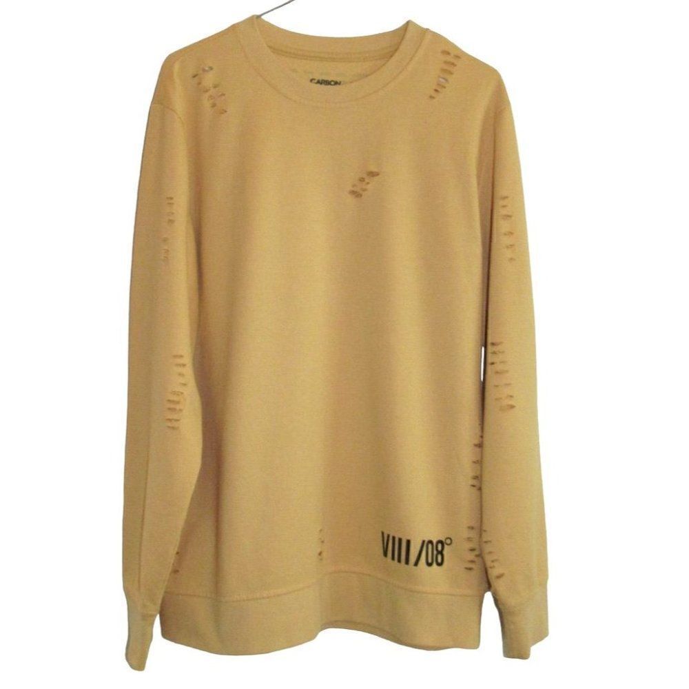 Men's Carbon Distressed Yellow Sweatshirt Sz S